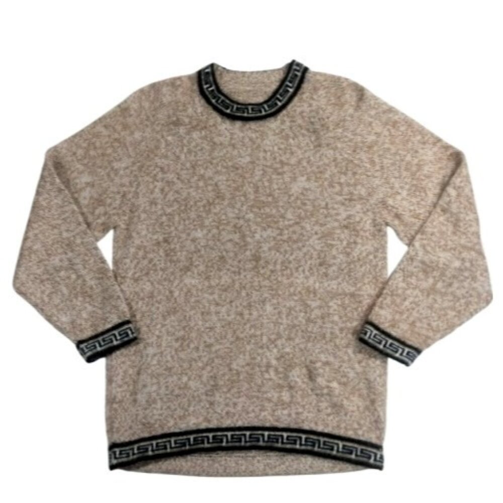 Vintage 70s Knit Aztec Alpaca Wool Sweater Tribal Western Peruvian Men's Medium